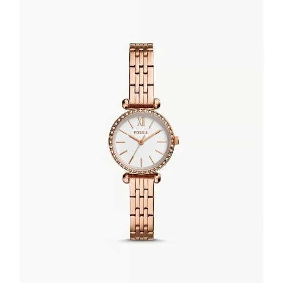 Fossil BQ3502 Tillie Mini Three-Hand Rose Gold-Tone Stainless Steel Watch